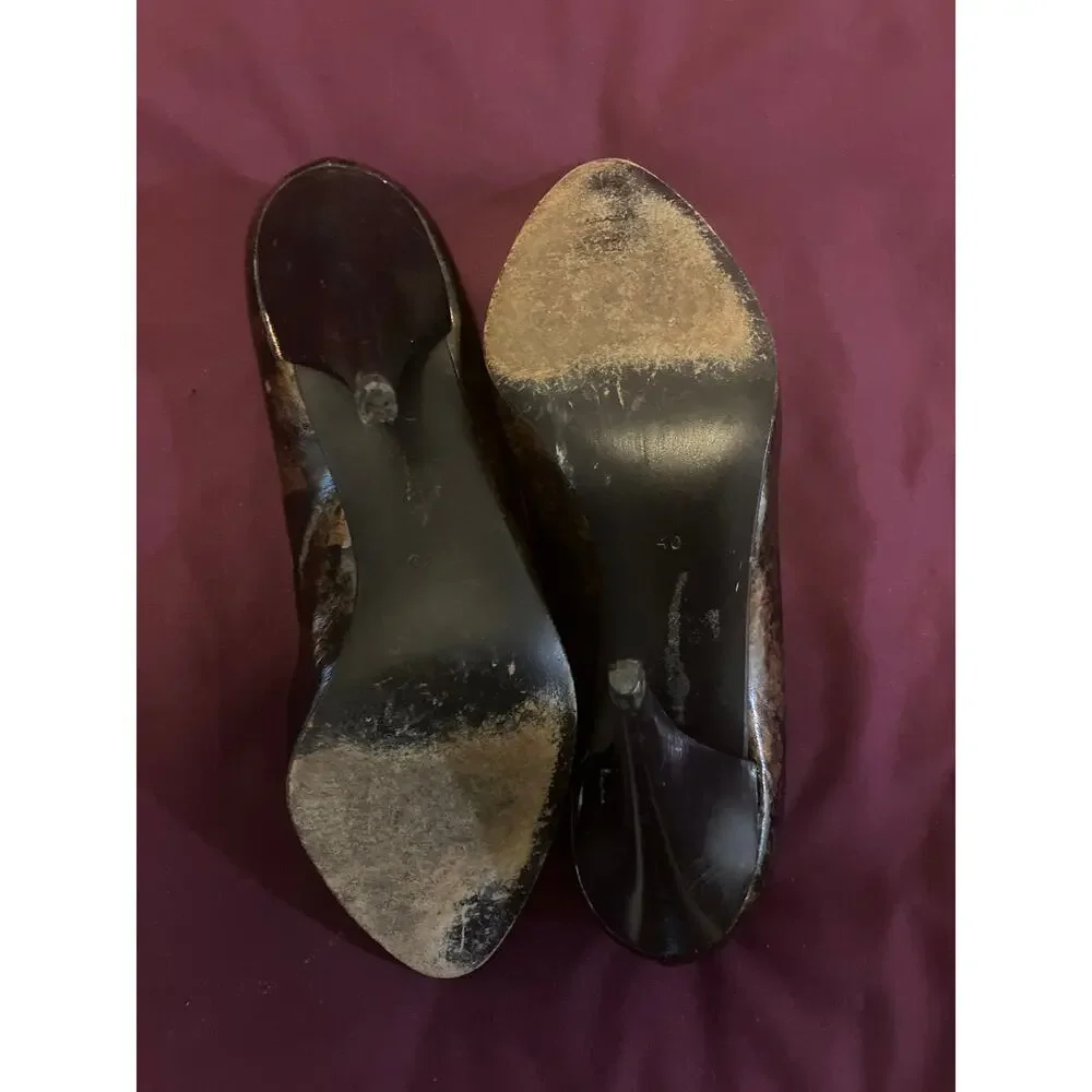 Vintage Y2K 90's CASADEI Bronze and Black Marble Pump Heels Shoes 40 10